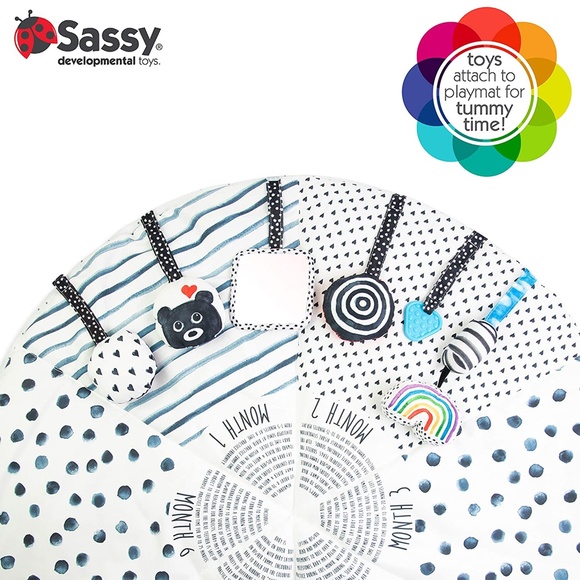 Sassy Stages STEM Developmental Play Gym, Sensory Tummy Time Activity Play Mat - Picture 5 of 10